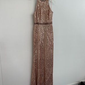 Cache maxi dress blush sequin rose gold size 10. Worn once.
